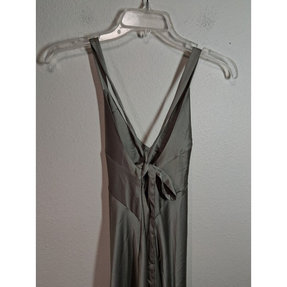 NWOT Show Me Your MuMu Dress Satin Floor Length Formal Gown Low Back Green XS - Picture 5 of 7